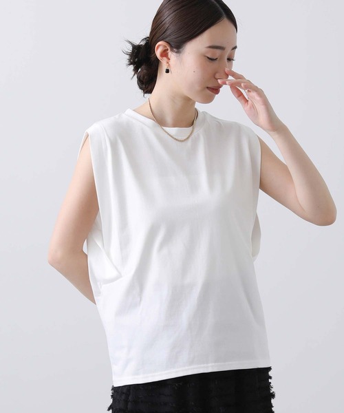 Gready Brilliant(グレディブリリアン)の「プレーティング天竺ノースリーカットソー(Tシャツ/カットソー・レディース・ブラック/オフホワイト・38)」の6枚目の写真