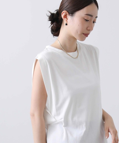 Gready Brilliant(グレディブリリアン)の「プレーティング天竺ノースリーカットソー(Tシャツ/カットソー・レディース・ブラック/オフホワイト・38)」の5枚目の写真