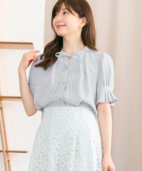 【洗える】リボンスキッパー ブラウス 洗える】リボンスキッパー ブラウス（シャツ/ブラウス）｜Feroux