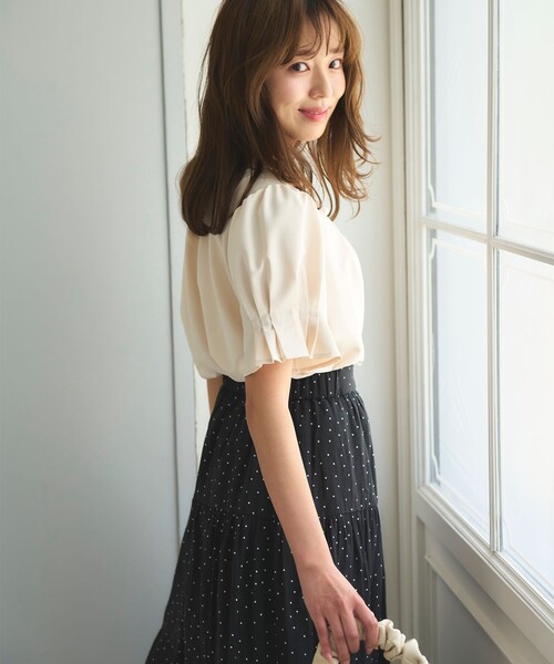 Feroux（フェルゥ）の「【洗える】リボンスキッパー ブラウス（シャツ/ブラウス・レディース・ネイビー系/アイボリー系/スカイブルー系・F）」の7枚目の写真