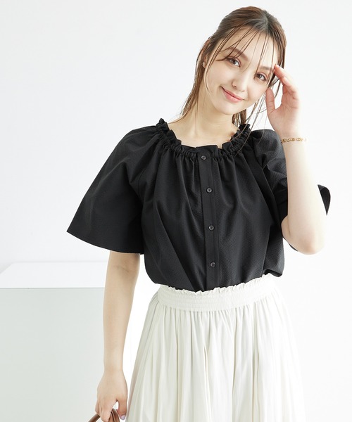 ROPE' PICNIC(ロペピクニック)の「サッカーオフショルブラウス/2WAY(シャツ/ブラウス・レディース・ブラック/サックスブルー/ホワイト・38)」の7枚目の写真