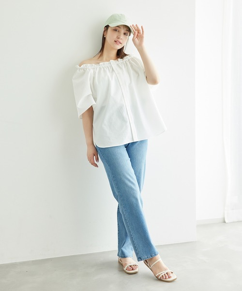 ROPE' PICNIC(ロペピクニック)の「サッカーオフショルブラウス/2WAY(シャツ/ブラウス・レディース・ブラック/サックスブルー/ホワイト・38)」の8枚目の写真