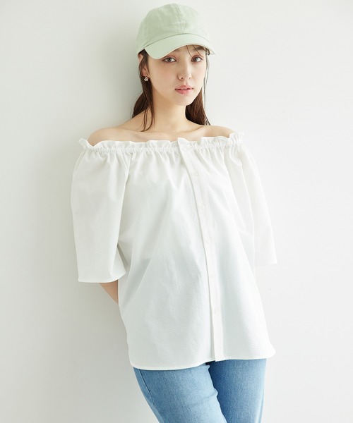 ROPE' PICNIC(ロペピクニック)の「サッカーオフショルブラウス/2WAY(シャツ/ブラウス・レディース・ブラック/サックスブルー/ホワイト・38)」の11枚目の写真