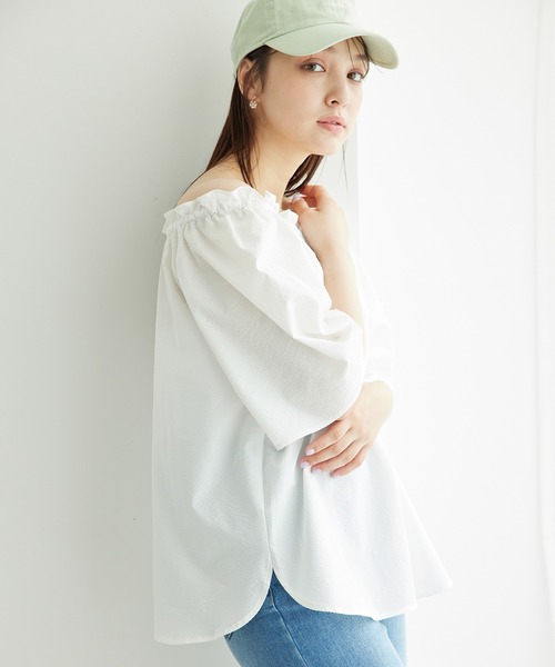 ROPE' PICNIC(ロペピクニック)の「サッカーオフショルブラウス/2WAY(シャツ/ブラウス・レディース・ブラック/サックスブルー/ホワイト・38)」の12枚目の写真