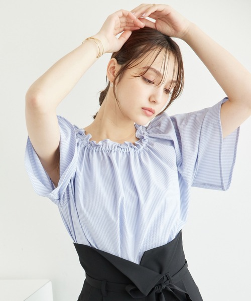 ROPE' PICNIC(ロペピクニック)の「サッカーオフショルブラウス/2WAY(シャツ/ブラウス・レディース・ブラック/サックスブルー/ホワイト・38)」の18枚目の写真