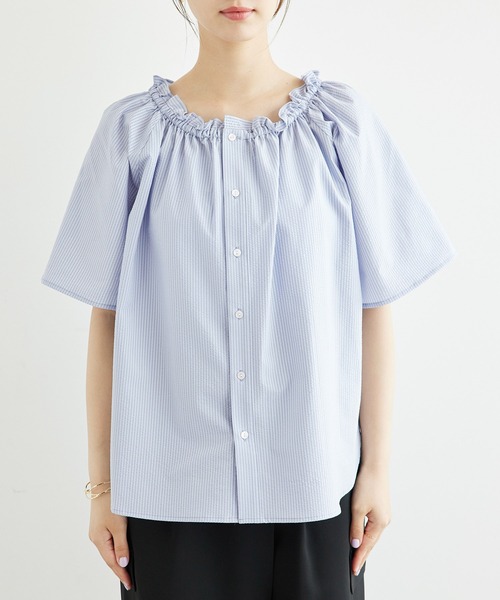 ROPE' PICNIC(ロペピクニック)の「サッカーオフショルブラウス/2WAY(シャツ/ブラウス・レディース・ブラック/サックスブルー/ホワイト・38)」の20枚目の写真