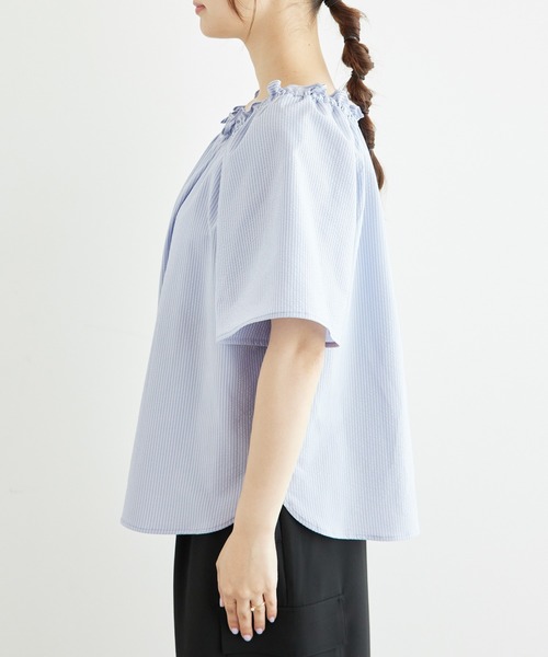 ROPE' PICNIC(ロペピクニック)の「サッカーオフショルブラウス/2WAY(シャツ/ブラウス・レディース・ブラック/サックスブルー/ホワイト・38)」の21枚目の写真