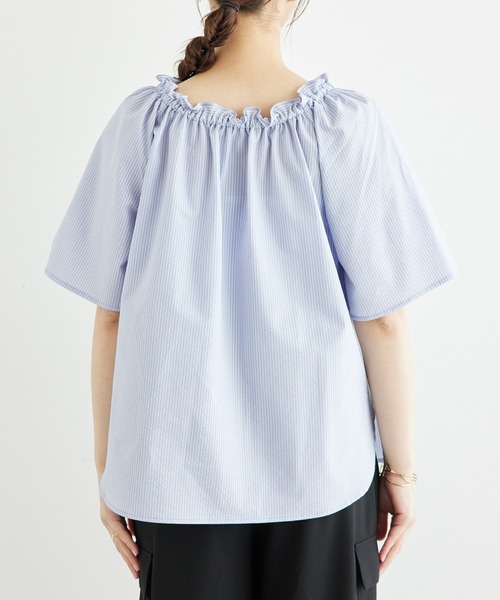 ROPE' PICNIC(ロペピクニック)の「サッカーオフショルブラウス/2WAY(シャツ/ブラウス・レディース・ブラック/サックスブルー/ホワイト・38)」の22枚目の写真