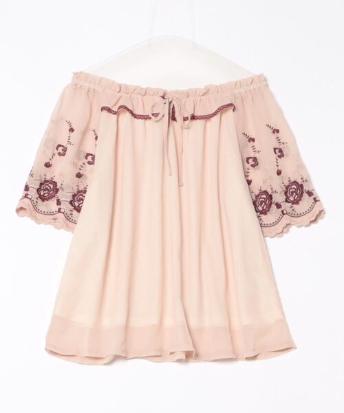 axes femme(アクシーズファム)の「花刺繍2WAYシフォンブラウス(Tシャツ/カットソー・レディース・ブラック/キナリ/ピンク・FREE)」の16枚目の写真