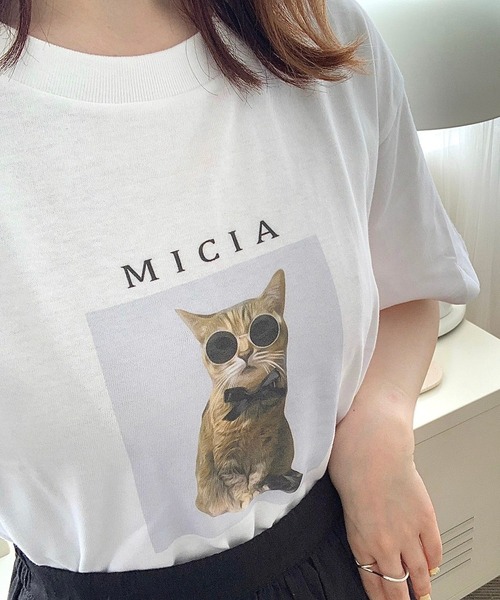 cuorequal(クオレコール)の「CATプリント半袖Tシャツ(Tシャツ/カットソー・レディース・ホワイト・LARGE/MEDIUM)」の2枚目の写真