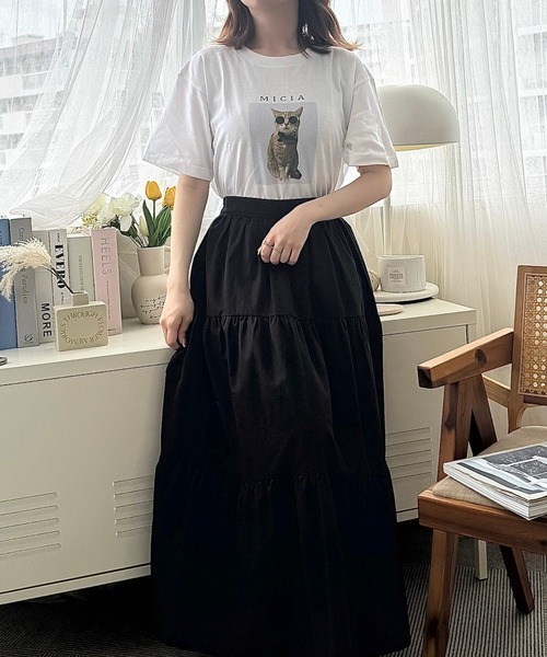cuorequal(クオレコール)の「CATプリント半袖Tシャツ(Tシャツ/カットソー・レディース・ホワイト・LARGE/MEDIUM)」の8枚目の写真