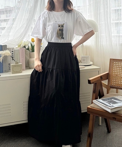 cuorequal(クオレコール)の「CATプリント半袖Tシャツ(Tシャツ/カットソー・レディース・ホワイト・LARGE/MEDIUM)」の9枚目の写真
