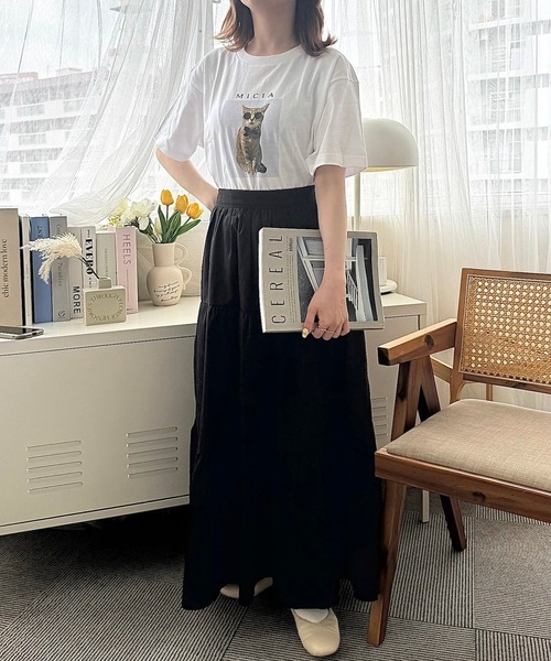cuorequal(クオレコール)の「CATプリント半袖Tシャツ(Tシャツ/カットソー・レディース・ホワイト・LARGE/MEDIUM)」の11枚目の写真