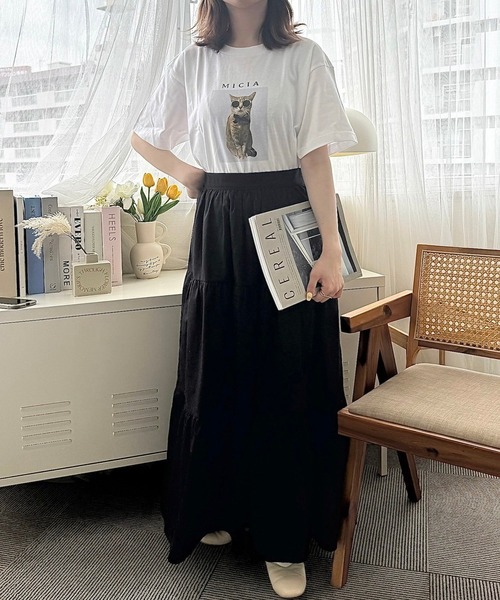 cuorequal(クオレコール)の「CATプリント半袖Tシャツ(Tシャツ/カットソー・レディース・ホワイト・LARGE/MEDIUM)」の12枚目の写真