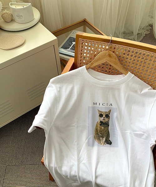 cuorequal(クオレコール)の「CATプリント半袖Tシャツ(Tシャツ/カットソー・レディース・ホワイト・LARGE/MEDIUM)」の13枚目の写真
