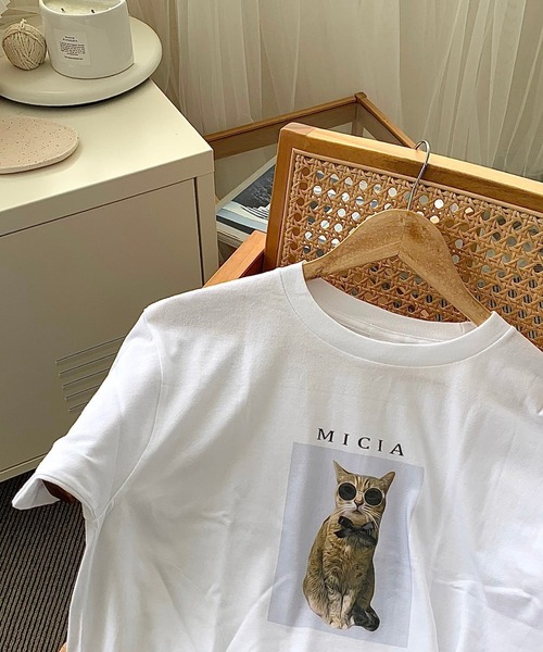 cuorequal(クオレコール)の「CATプリント半袖Tシャツ(Tシャツ/カットソー・レディース・ホワイト・LARGE/MEDIUM)」の14枚目の写真