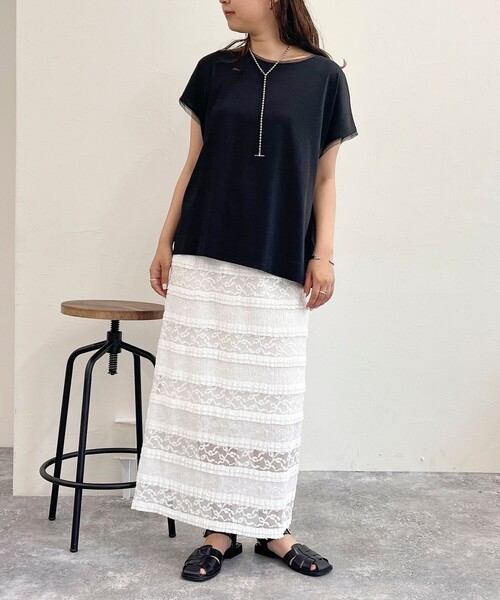 fredy emue(フレディエミュ)の「カットレースナロースカート(スカート・レディース・ライトグレー/オフホワイト/ブラック・38)」の12枚目の写真