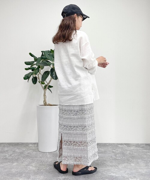 fredy emue(フレディエミュ)の「カットレースナロースカート(スカート・レディース・ライトグレー/オフホワイト/ブラック・38)」の20枚目の写真