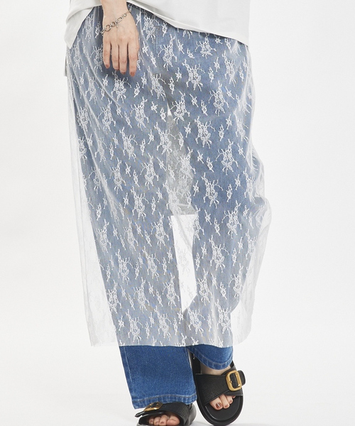 abahouse mavie（アバハウスマヴィ）の「チュールレースレイヤードスカート（スカート・レディース・ホワイト/ブラック・フリー）」の2枚目の写真