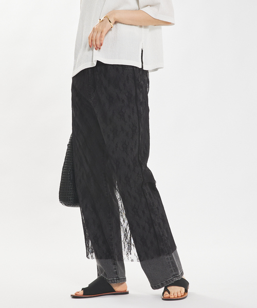 abahouse mavie（アバハウスマヴィ）の「チュールレースレイヤードスカート（スカート・レディース・ホワイト/ブラック・フリー）」の11枚目の写真