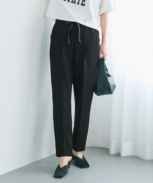 coca（coca）（コカ）の「セットアップ対応 リボンテーパードパンツ（スラックス・レディース・アイボリー/ブラック/ライトブルー/ライトピンク/ネイビー・M/L/S）」の3枚目の写真