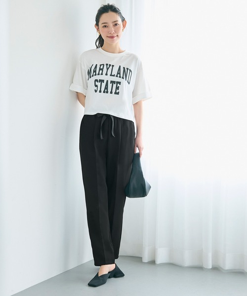 coca（coca）（コカ）の「セットアップ対応 リボンテーパードパンツ（スラックス・レディース・アイボリー/ブラック/ライトブルー/ライトピンク/ネイビー・M/L/S）」の6枚目の写真