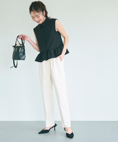 coca（coca）（コカ）の「セットアップ対応 リボンテーパードパンツ（スラックス・レディース・アイボリー/ブラック/ライトブルー/ライトピンク/ネイビー・M/L/S）」の10枚目の写真