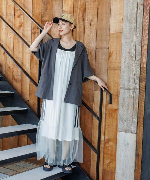 LAKOLE(ラコレ)の「サイドラインチュールワンピース / 129235(ワンピース・レディース・ブラック/オフホワイト/グレー・SMALL/MEDIUM)」の22枚目の写真