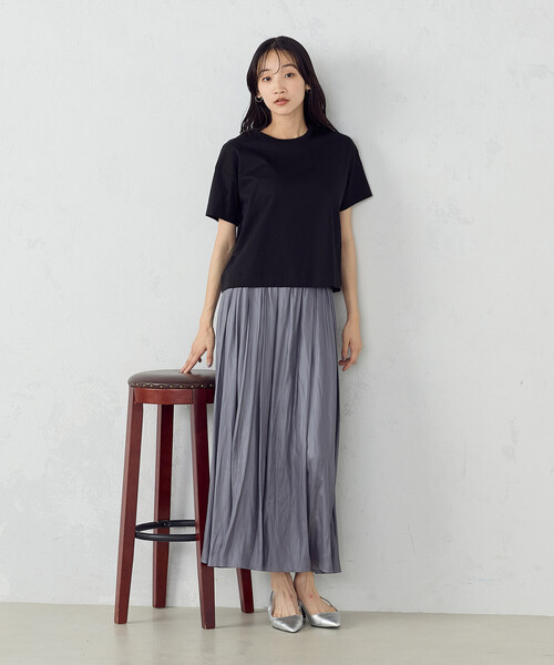 コムコム　ギャザースカート 割繊ツイルタックギャザースカート（12-50FI01-204