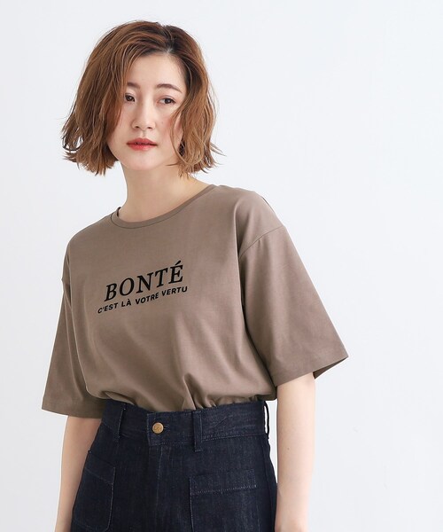 grove（グローブ）の「◆＜接触冷感・UVカット・ご自宅で洗える＞ロゴプリント5分袖Tシャツ（Tシャツ/カットソー・レディース・ブラウン系1/グレー系その他/オフホワイト/ベージュ・02/03/01/04/05）」の3枚目の写真