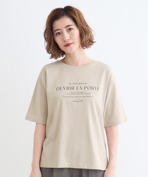 grove | ＜接触冷感・UVカット・ご自宅で洗える＞ロゴプリント5分袖Tシャツ(Tシャツ/カットソー)