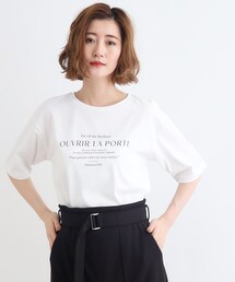 grove | ＜接触冷感・UVカット・ご自宅で洗える＞ロゴプリント5分袖Tシャツ(Tシャツ/カットソー)