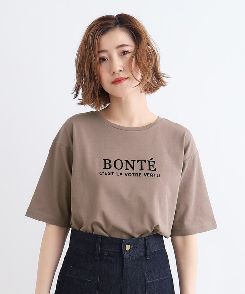 grove（グローブ）の「◆＜接触冷感・UVカット・ご自宅で洗える＞ロゴプリント5分袖Tシャツ（Tシャツ/カットソー・レディース・ブラウン系1/グレー系その他/オフホワイト/ベージュ・02/03/01/04/05）」の8枚目の写真