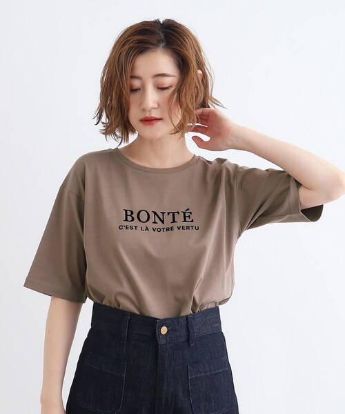 grove（グローブ）の「◆＜接触冷感・UVカット・ご自宅で洗える＞ロゴプリント5分袖Tシャツ（Tシャツ/カットソー・レディース・ブラウン系1/グレー系その他/オフホワイト/ベージュ・02/03/01/04/05）」の9枚目の写真