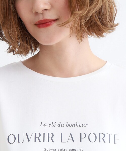 grove（グローブ）の「◆＜接触冷感・UVカット・ご自宅で洗える＞ロゴプリント5分袖Tシャツ（Tシャツ/カットソー・レディース・ブラウン系1/グレー系その他/オフホワイト/ベージュ・02/03/01/04/05）」の19枚目の写真