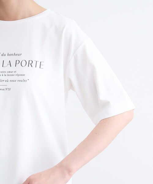 grove（グローブ）の「◆＜接触冷感・UVカット・ご自宅で洗える＞ロゴプリント5分袖Tシャツ（Tシャツ/カットソー・レディース・ブラウン系1/グレー系その他/オフホワイト/ベージュ・02/03/01/04/05）」の20枚目の写真