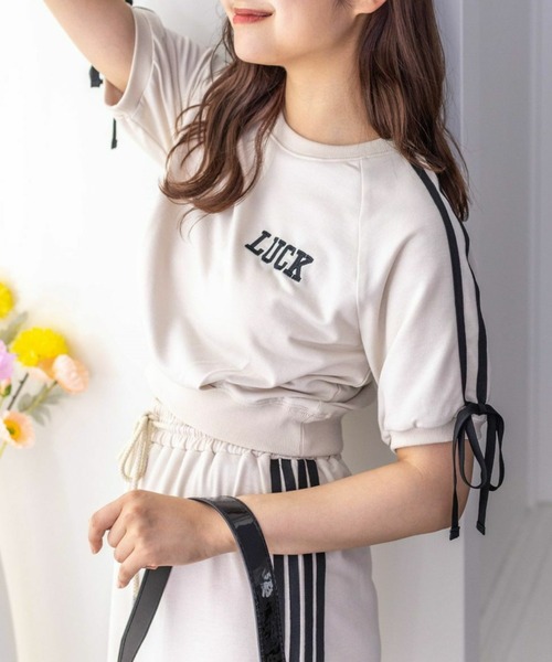 clear（クリア）の「ラインリボンロゴスウェット[セットアップ可能 大人 カジュアル]≪再入荷≫（スウェット・レディース・グレー/ブラック/アイボリー・F）」の2枚目の写真