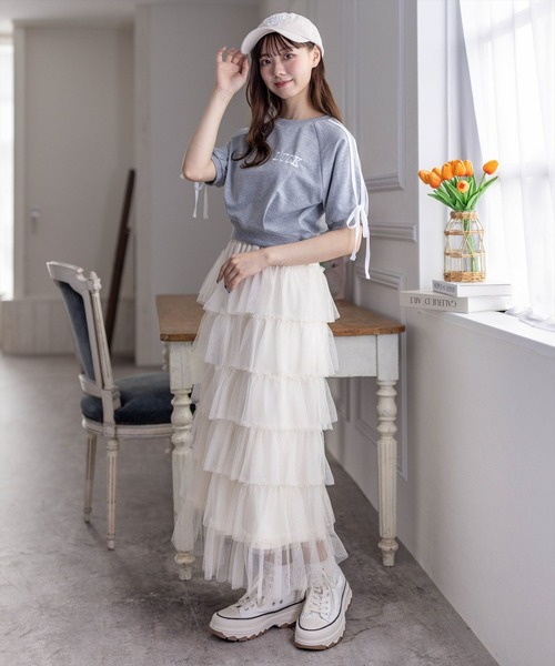 clear（クリア）の「ラインリボンロゴスウェット[セットアップ可能 大人 カジュアル]≪再入荷≫（スウェット・レディース・グレー/ブラック/アイボリー・F）」の5枚目の写真