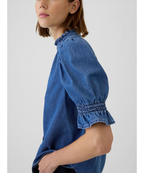 GAP（ギャップ）の「パフスリーブ デニム シャツ（シャツ/ブラウス