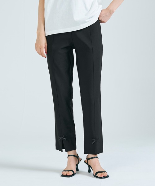 coca（coca）（コカ）の「裾スリットリボン ストレッチテーパードパンツ（その他パンツ・レディース・ブラック/チャコール・S/M/L）」の8枚目の写真