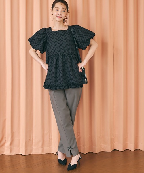 coca（coca）（コカ）の「裾スリットリボン ストレッチテーパードパンツ（その他パンツ・レディース・ブラック/チャコール・S/M/L）」の17枚目の写真