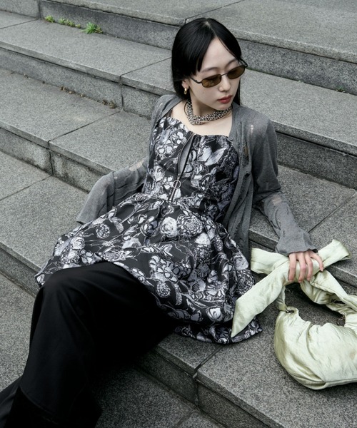 Ezick（エジック）の「2way damageニットカーディガン（カーディガン/ボレロ・レディース・ブラック/グレー/レッド・FREE）」の9枚目の写真