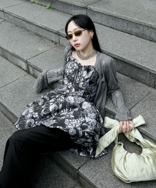 Ezick（エジック）の「2way damageニットカーディガン（カーディガン/ボレロ・レディース・ブラック/グレー/レッド・FREE）」の10枚目の写真