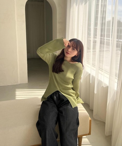 raffime（ラフィミー）の「アシメランダムリブニット（ニット/セーター