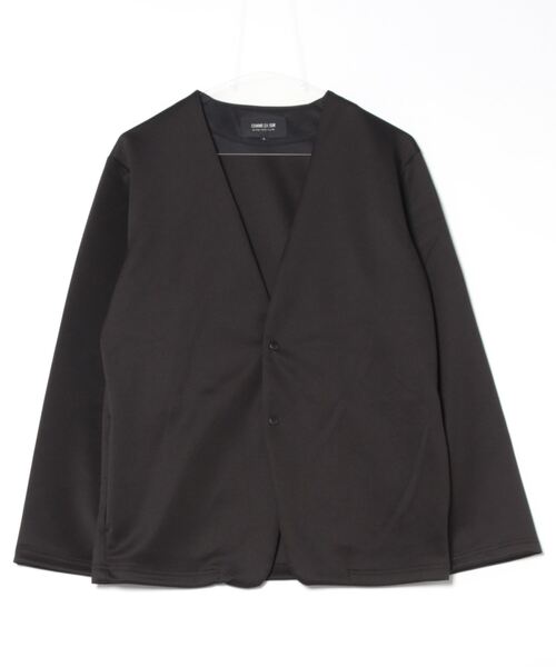 COMME CA ISM(コムサイズム)の「【セットアップ対応】 ストレッチダンボールニット ノーカラージャケット(ノーカラージャケット・メンズ・チャコール/ブラック/ブラック系その他・SMALL/MEDIUM/LARGE/M/S)」の2枚目の写真