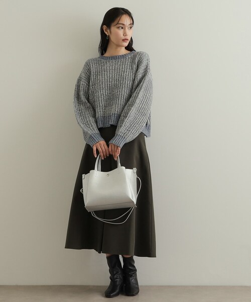 OPAQUE.CLIP（オペークドットクリップ）の「◆【2WAY/通勤対応】3層ミドルトートバッグ（トートバッグ・レディース・チャコールグレー/ブラック/ベージュ/シルバー・00）」の7枚目の写真