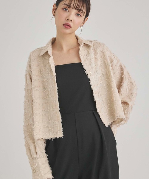 fifth（フィフス）の「フリンジチェックジャケット（テーラードジャケット・レディース・アイボリー/ブラック・M）」の2枚目の写真