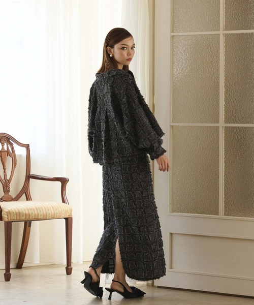 fifth（フィフス）の「フリンジチェックジャケット（テーラードジャケット・レディース・アイボリー/ブラック・M）」の9枚目の写真