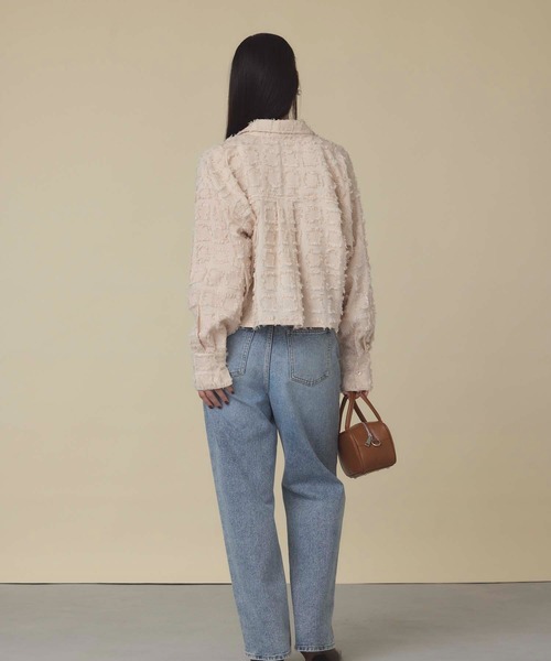 fifth（フィフス）の「フリンジチェックジャケット（テーラードジャケット・レディース・アイボリー/ブラック・M）」の6枚目の写真