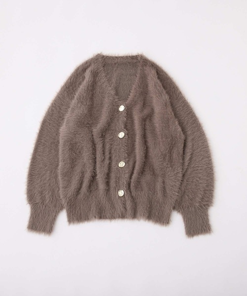 one after another NICE CLAUP（ワンアフターアナザーナイスクラップ）の「ゴールドボタンフェザーロングカーディガン（カーディガン/ボレロ・レディース・アイボリー/ベビーピンク/ブラウン/モカ・FREE）」の18枚目の写真